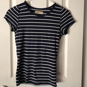 navy blue hollister striped shirt